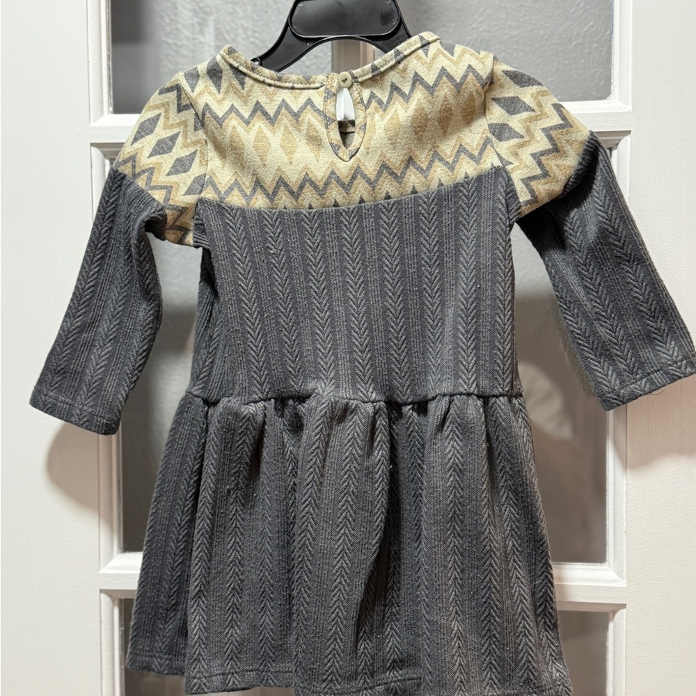 Rare Editions Gray and Gold Chevron Dress - Picture 3 of 5